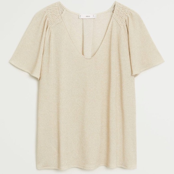 MANGO Gathered sleeves t-shirt - Picture 2 of 9